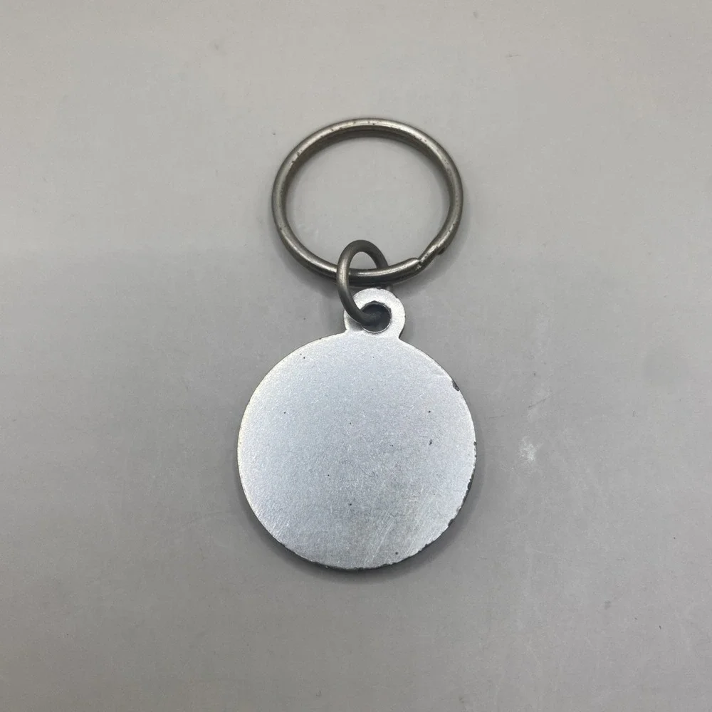 Vintage Metal Keychain Key Ring Pewter Lincoln Nebraska State Capitol Medallion